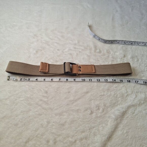 Aldo Webbed Belt Sz M Adjustable Stretchy Leather Accents Preppy Minimalist - Picture 5 of 6